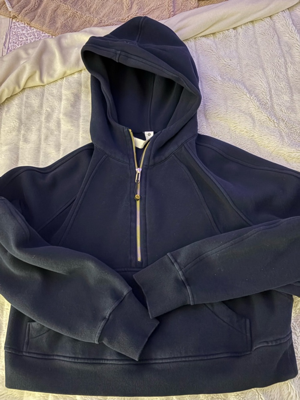 Lululemon navy blue and gold scuba never worn